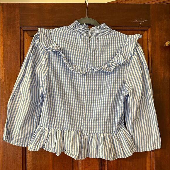 EUC English Factory Gingham Check & Stripe Mixed Blouse Size Medium - Picture 6 of 10